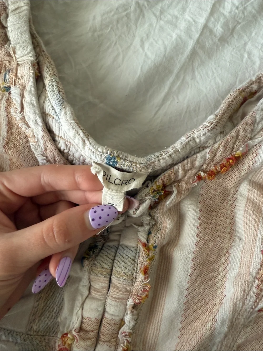 PILCRO ANTHROPOLOGIE Puff-Sleeve Peplum Blouse Floral Smocked Boho Cotton Top L